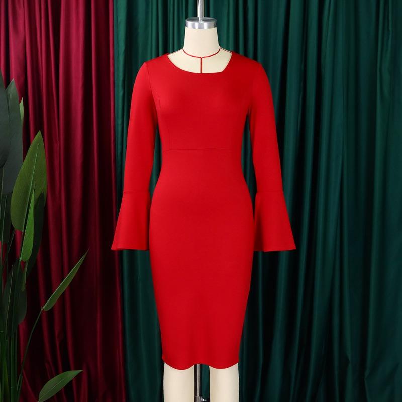 Women's Autumn New Fashion Temperament Elegant Bag Buttock Dress