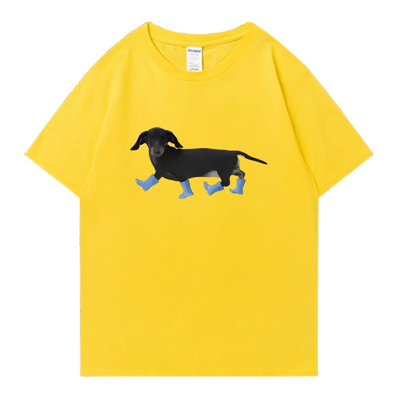 Vtipné tričko s potiskem jezevčíka 100% bavlna s krátkým rukávem Unisex Dámské s kulatým výstřihem Oversized tričko Letní Unisex oblečení