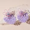 Exaggerated Beaded Flower Earrings Hollow Out Purple Flower Earrings Leaf Drop Earrings  Women