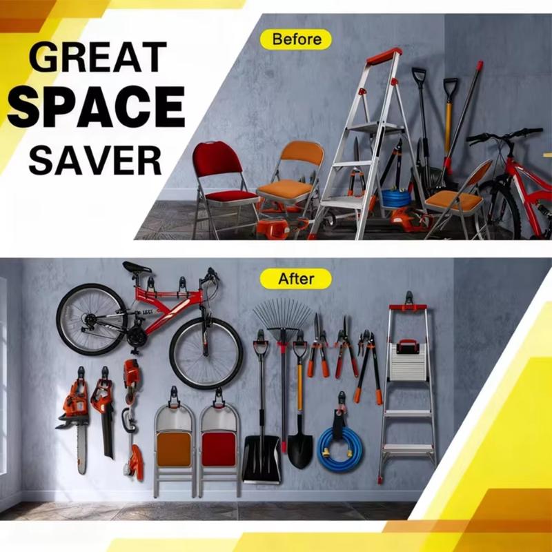 Heavy Duty Wall Mount Iron Hook Anti-Slip Garage Organizer Hanger for Bicycle Ladder Yard Tool Storage