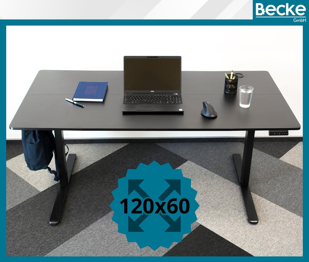 Electric adjustable desk 120x60cm height adjustment 72-118cm black