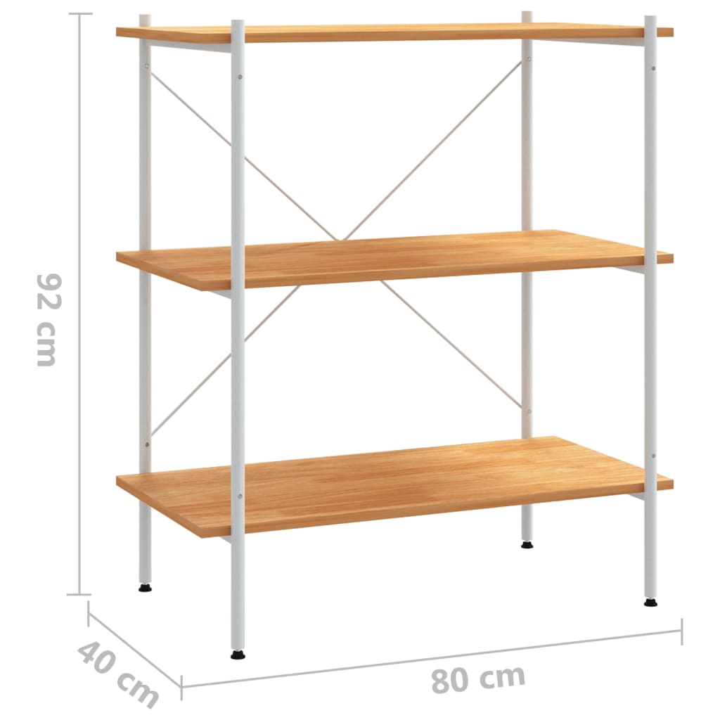 Vidaxl 3-Tier Shelf, White and Oak Wood, 80X40X92 Cm