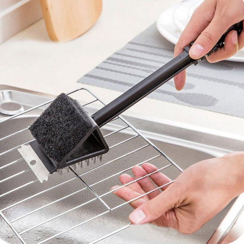 In 1 3 Barbecue Bbq Oven Grill Bristles Cleaning Stiff Brush Scraper Cleaner