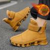 Herren Warme Winterstiefel mit Fleecefutter Stoßdämpfung Hohe Schneeschuhe Rutschfest Wasserdicht Outdoor Bequeme Knöchelhohe Stiefel