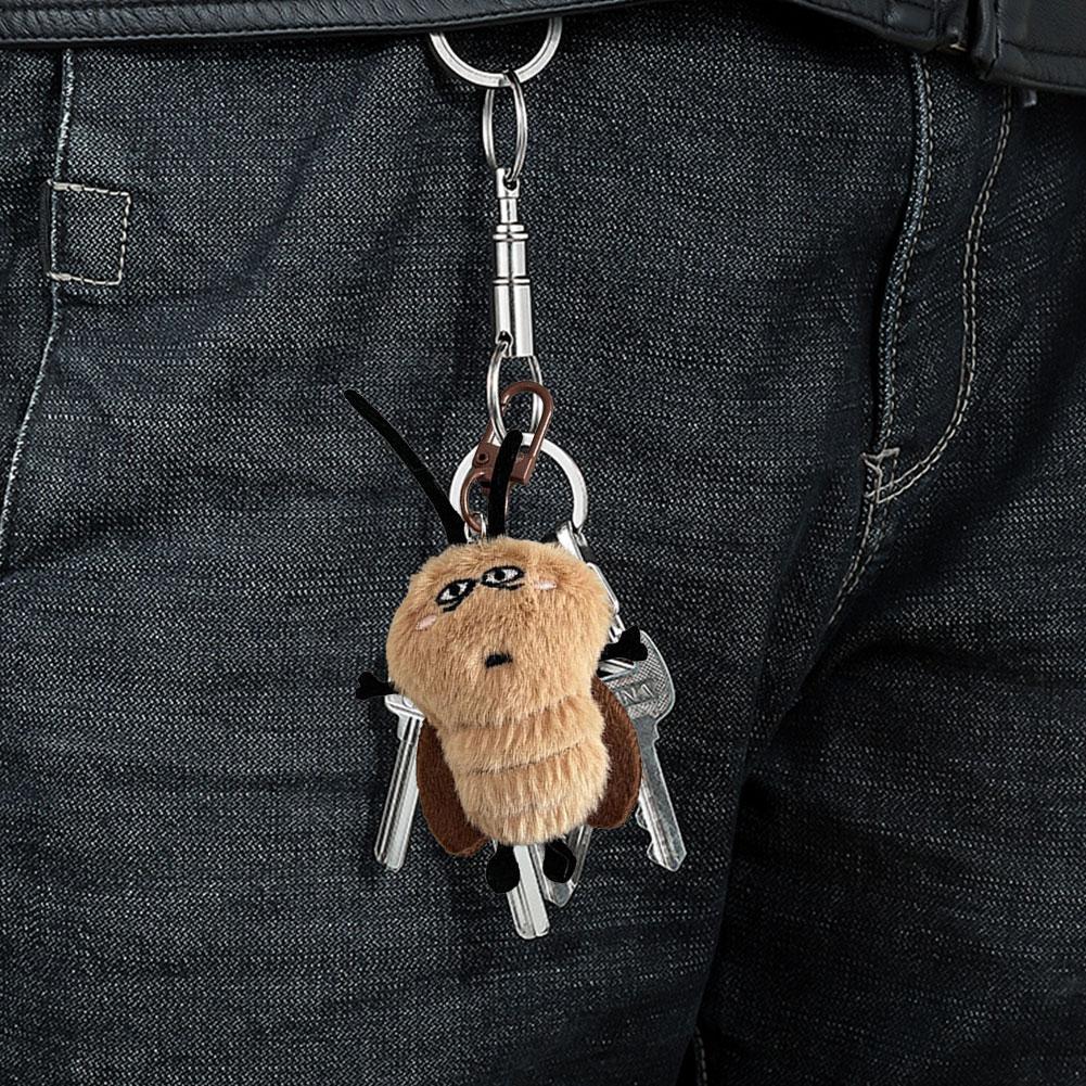 Funny Cockroach Plush Keychain Cute Doll Pendant for Backpacks Bags Creative Plush Toy Hanging Ornament for Girls Boys