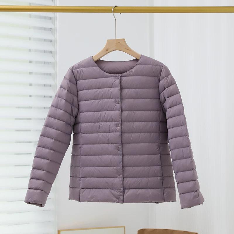 2024 Women's Lightweight Slim Fit Down Jacket: Short Style Autumn/Winter Korean Fashion, Plus Size, Round Neck, Thin Inner Layer