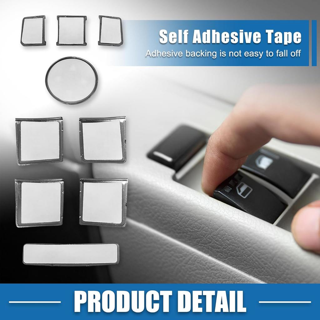 Window Switch Button Trim Cover Sticker Interior Door Armrest Window Lift Switch Cover for Benz a B Class 13-17 (Set of 14) Black