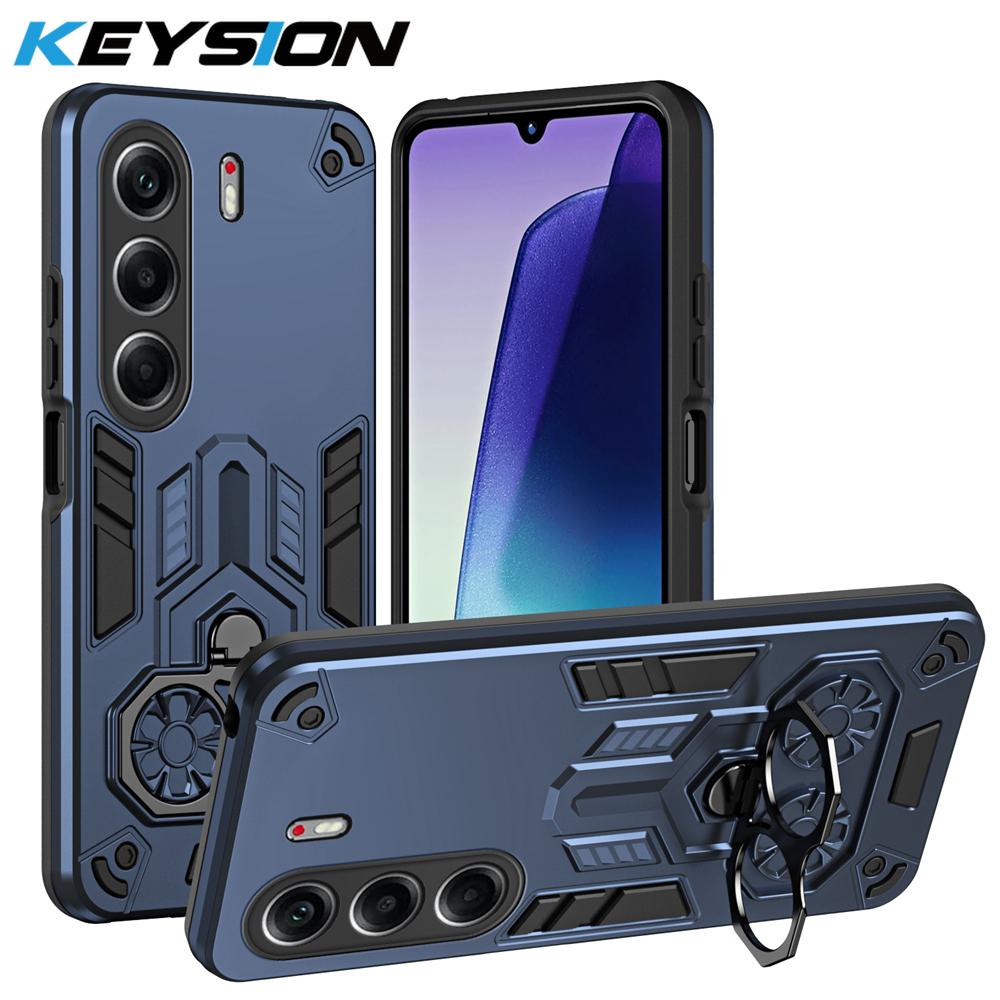 

KEYSION Противоударный бронированный чехол для TECNO Camon 40 Pro 4G 5G Мягкий силикон+ПК Металлическая подставка-кольцо Чехол для телефона для для TECNO Camon 40 for Camon 40 Pro 4G синий