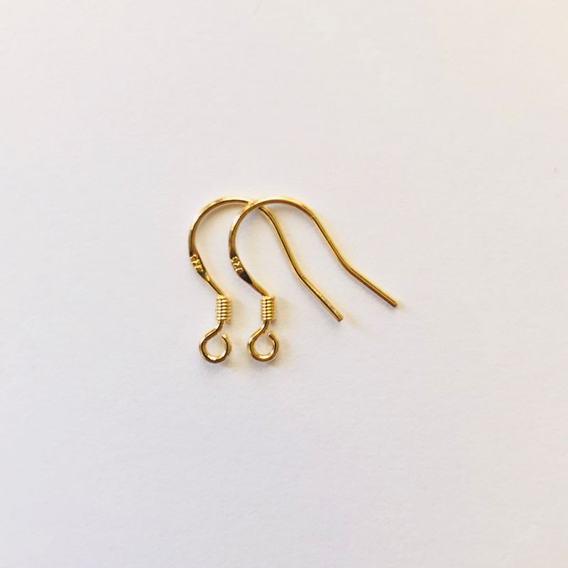 

DIY 18k14k Gold Glossy and Simple Ear Hook Gold 15mm pair(Plating 14K color retention)