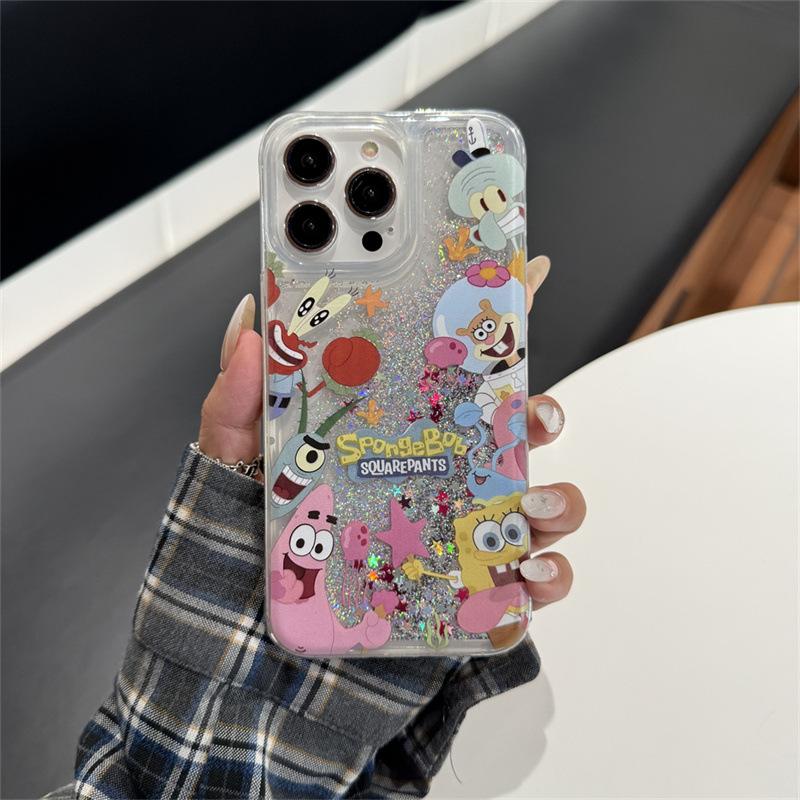 

Cartoon SpongeBob SquarePants for iphone16pro phone case, apple 15pro quicksand, 14pro, drop-pro, 13pro iphone16