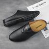Luxury Designer Italian Men Half Shoes Leather Mens Casual Shoes Drop Ship Coiffeur Mules Man Slides Backless Loafers Slipper