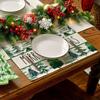 4Pcs Placemats & Coasters Set Christmas Santa Robin Snowman Reindeer Dinner Mats