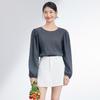 JOY SPEAKER Women's Round Neck Long Sleeve Loose Casual Blouse
