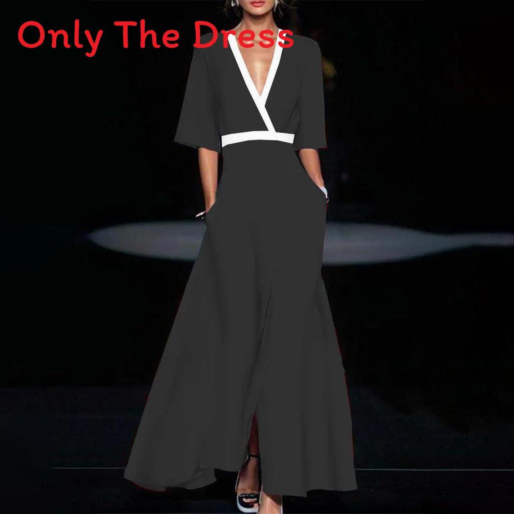 Elegant V Neck Print Pleated Long Dress For Women With Polyester Fabric And Office Style