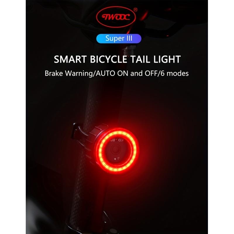 Smart-Fahrrad-Rücklicht, Auto-Start-Stop-Bremssensor LED-Ladefunktion Radfahren Smart-Fahrrad-Rücklicht