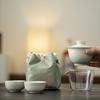 MiniMood 3-Piece Portable Ceramic Chinese Tea Set for Travel, Includes One Tea Pot and Two Cups, with Built-in Storage Bag, Suitable for Home,