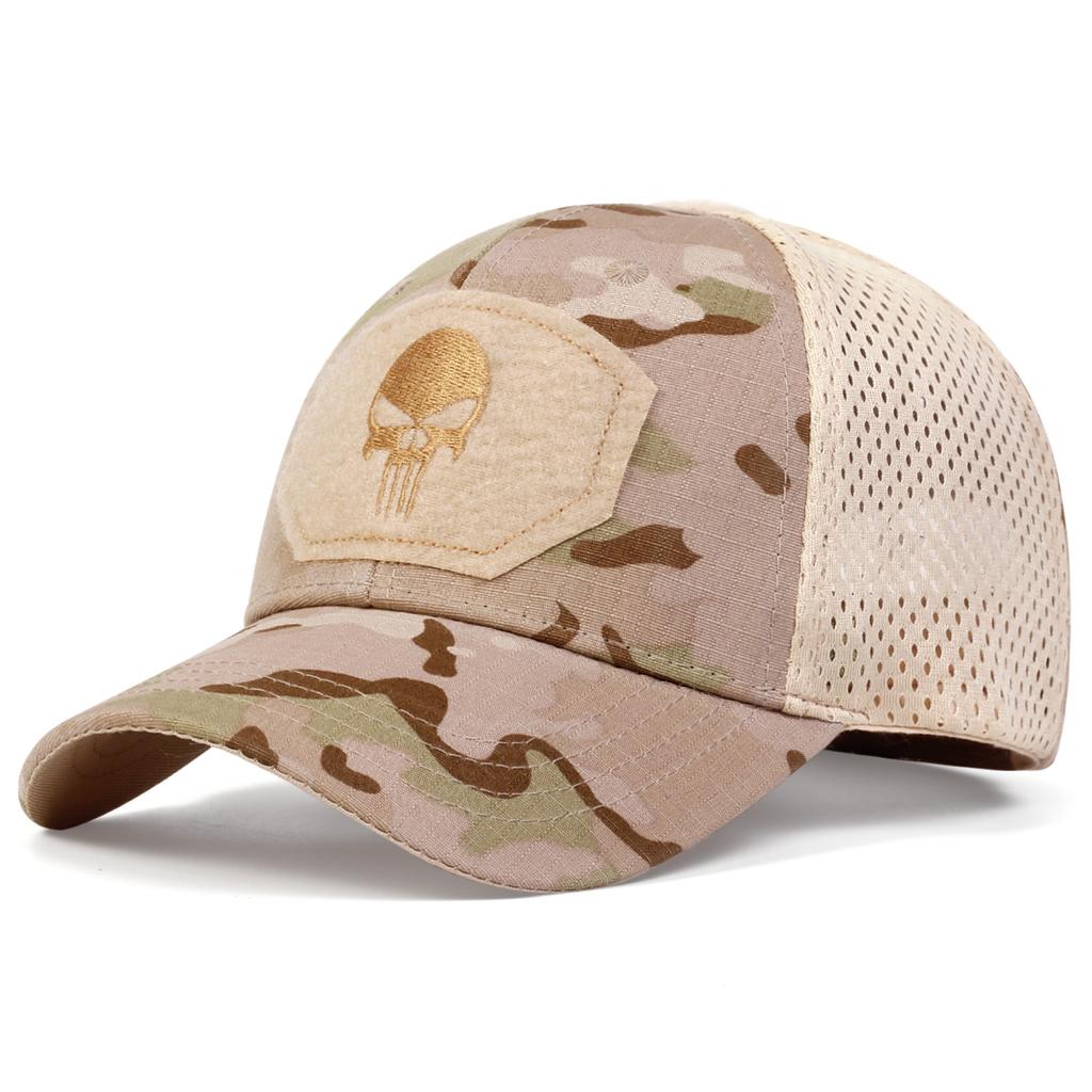 Unisex Schädel-Stickerei Baseballkappen Herren Outdoor Atmungsaktives Netz Taktik Bergsteigen Schirmmütze Verstellbare Snapback Kappen
