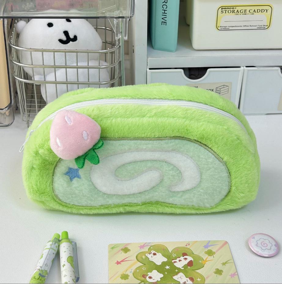 Cute Melon Plush Pencil Case – Creative & Versatile Stationery Storage for Students, Large Capacity