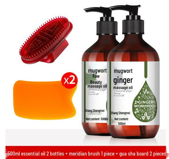 Zázvor Pelyněk Masážní olej na celé tělo a obličej s tepelnou terapií pro meridiány, Gua Sha a úlevu ramen/krku.