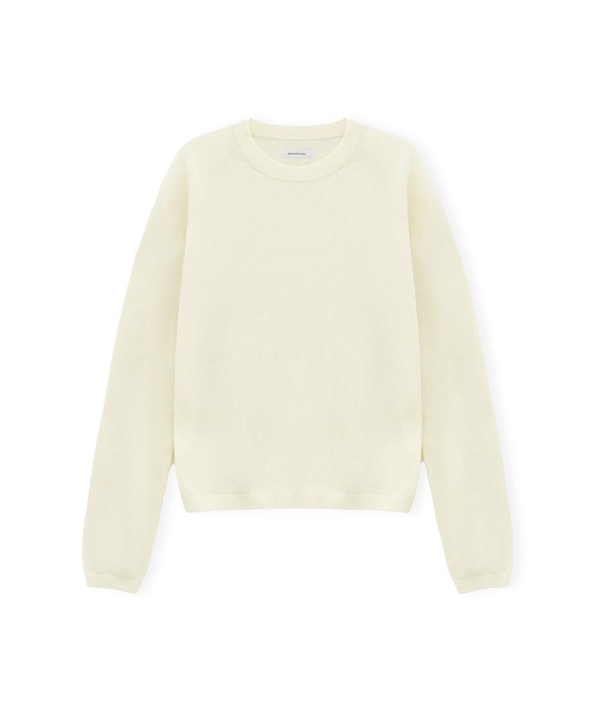 BROWNYARD W Super Fine Bound Neck Knit, Ivory