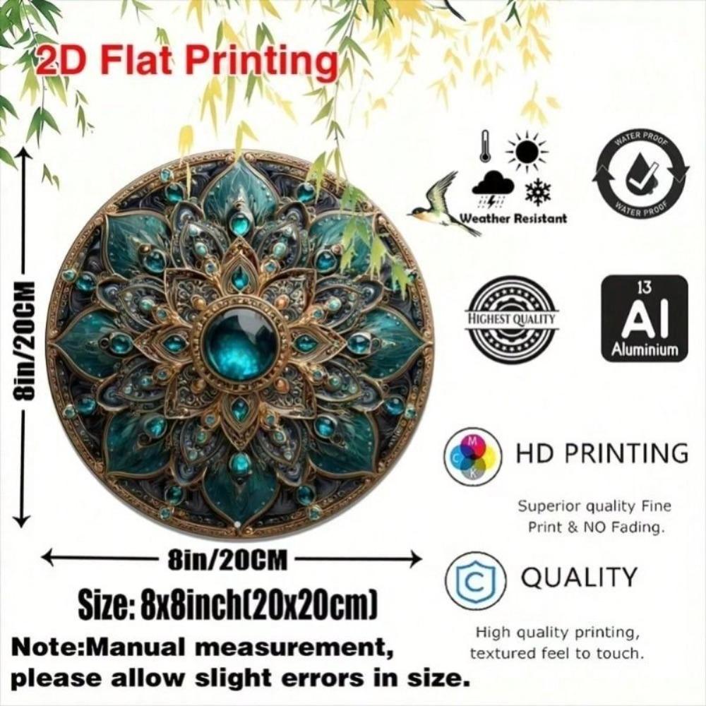 Tin Sign Wall Art Mandala Bohemia Blue Gold Kitchen Decor Metal Poster