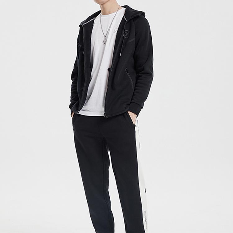 Li-Ning Wade Series Plush Warmth Drop Shoulder Sports Hooded Jacket Men Jackets Black AWDQ705-1