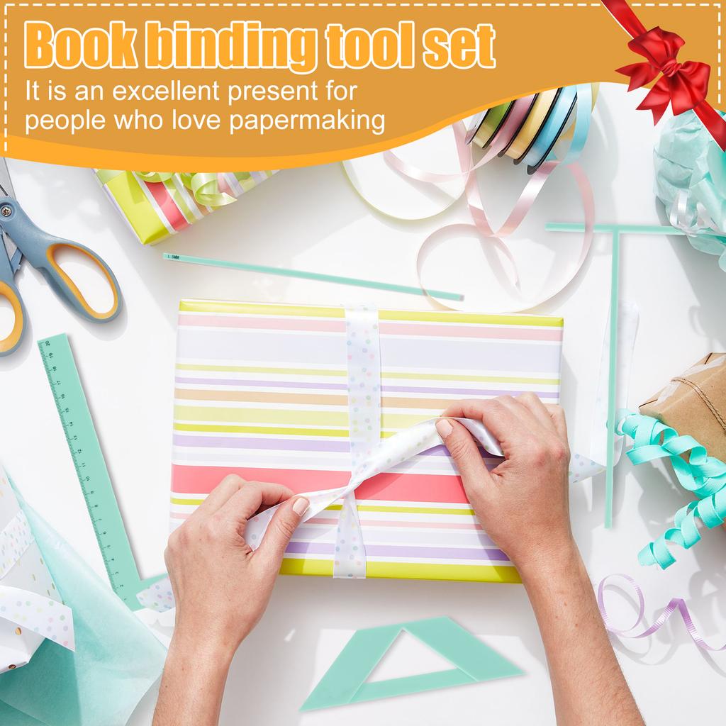 Hand Bookbinding Bookbinding Ruler Set Great Stencils Cutter Guide Book Binding Kits with Needle Punching Tool Scrapbooking Tool