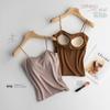 Women Cotton Camisole Tank Top Built-in Padded Bra Spaghetti Strap Basic Undergarment S-XL