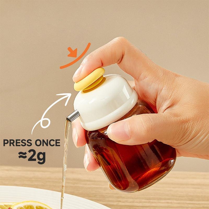 Press-top Glass Oil Bottle,Soy Sauce And Vinegar Condiment Bottle,Home Kitchen Spice Metered Oil Control Bottle