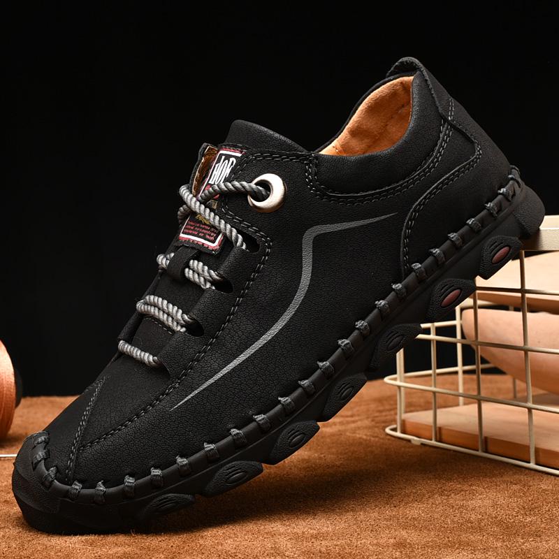 Men's Handmade Casual Leather Shoes Outdoor Low-top Sneakers