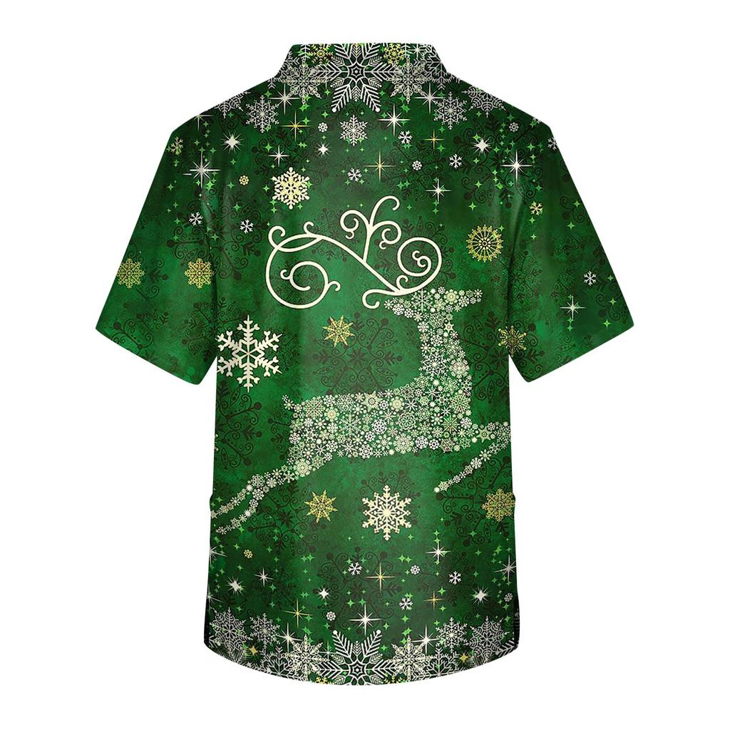 Camiseta de manga corta con cuello en V y bolsillo en el pecho con estampado navideño para hombre