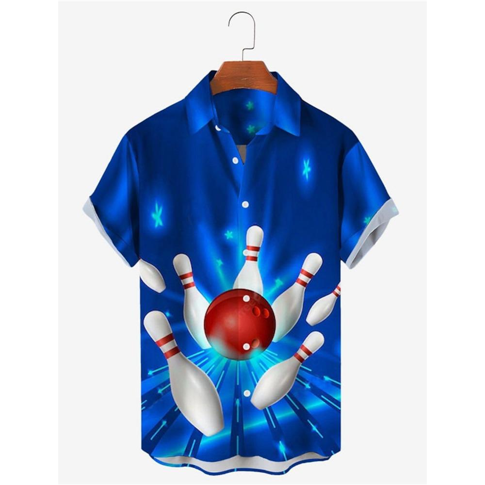 Pánska košeľa Bowling 3D potlač Pánske oblečenie Oversized Leto 2025 Nová Cestovanie Havaj Pláž Havajská Harajuku Krátky rukáv Košeľa
