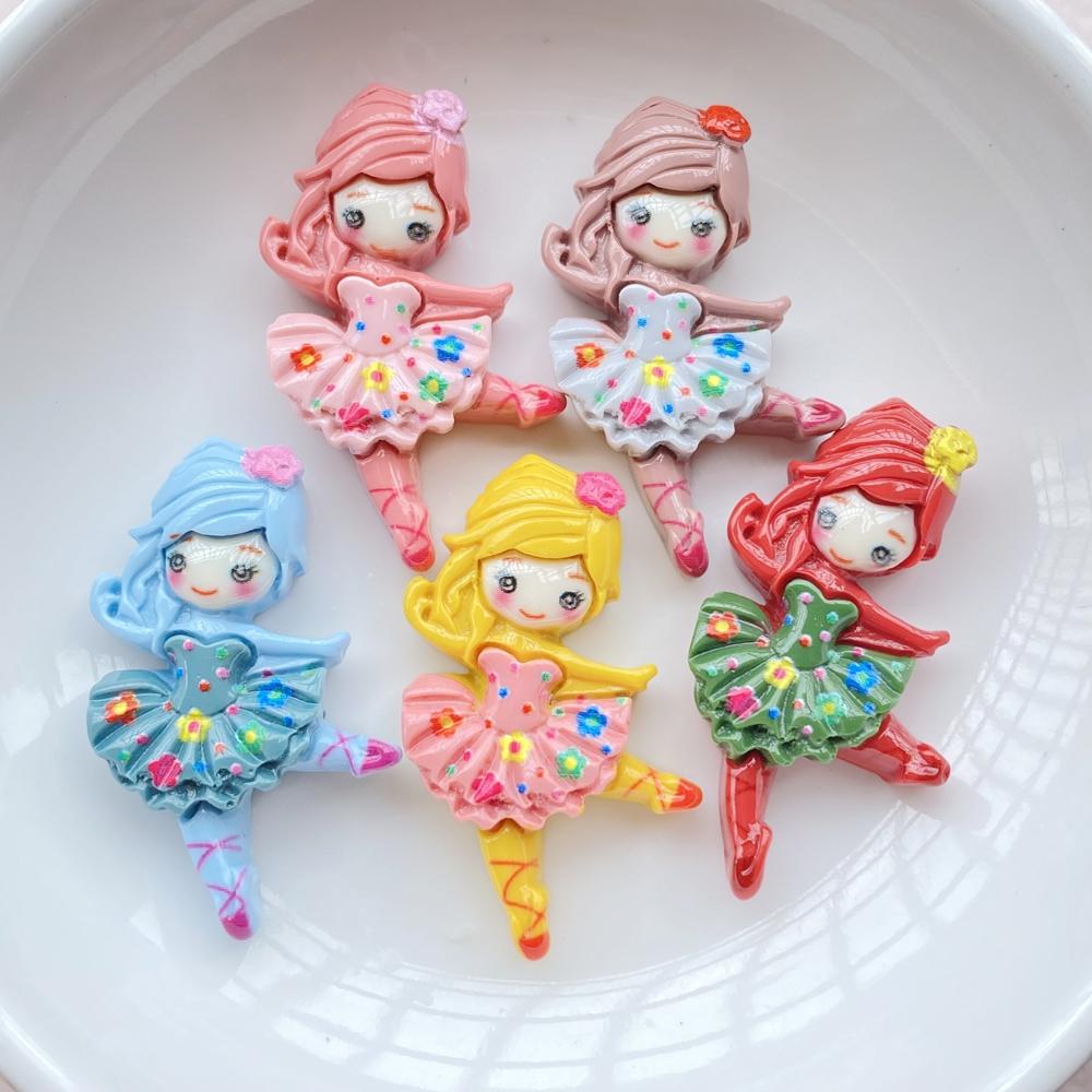10 Pcs New Kawaii Resin Cartoon Ballet Girl Resin Scrapbook Diy Jewelry Children Gift Hairpin Accessorie