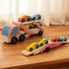 Children's Wooden Double-Layer Car Carrier & Transforming Tool Truck, Educational Toy