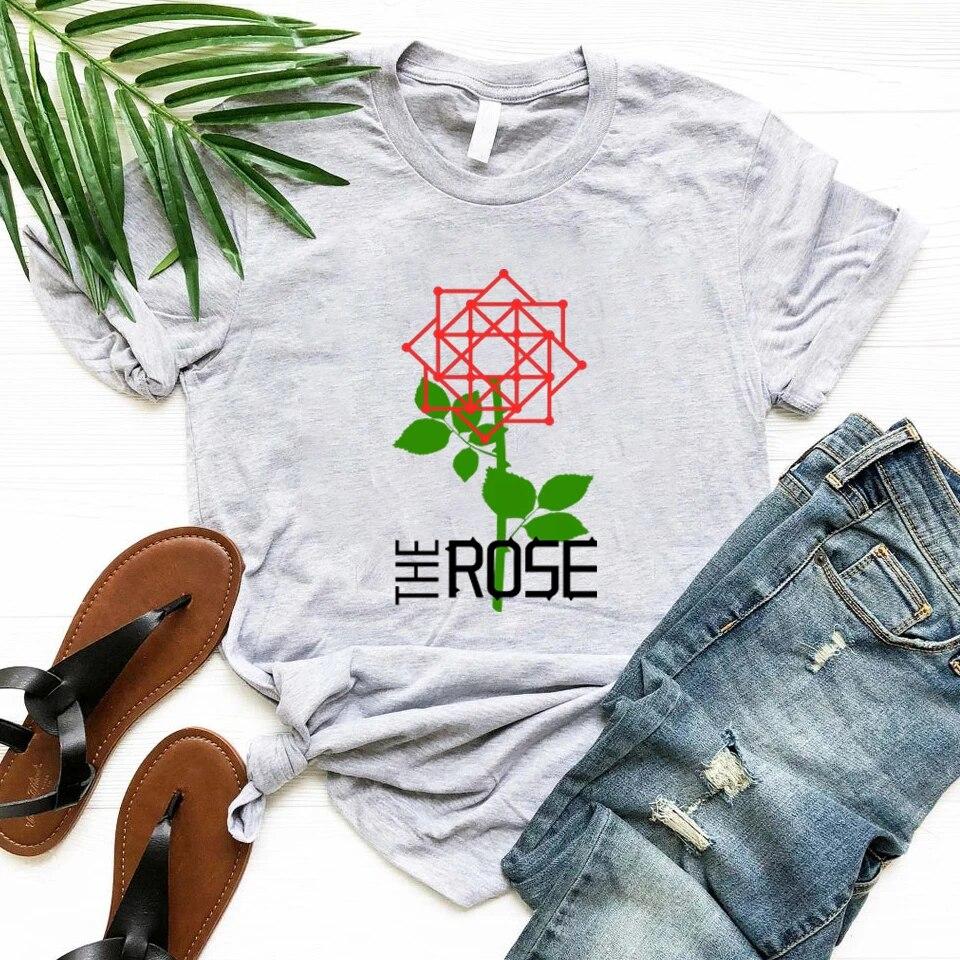 Tričko Rose Kpop Tričko Back To Me The Rose Korean Group Tee Dámská trička s krátkým rukávem Streetwear Top dárek pro fanoušky