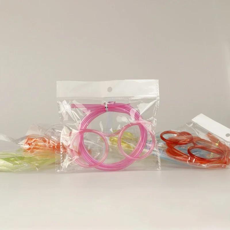 Straw Glasses Funny Soft PVC Glasses Flexible Drinking Straws Kids Party Supplies Bar Supplies Creativity Toy Kids Gift