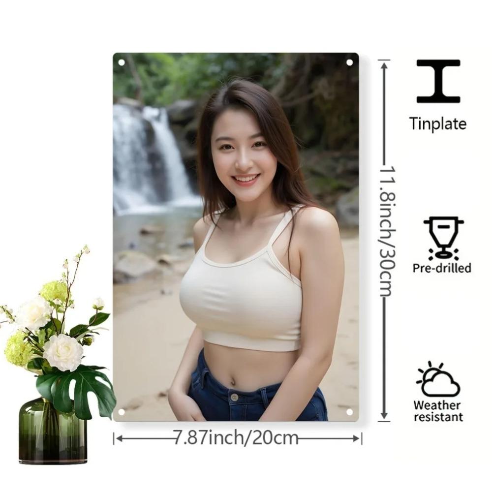 WallPops Metal Wall Art 7.87x11.8 Inch Woman Waterfall Design Weatherproof Indoor Outdoor Decor