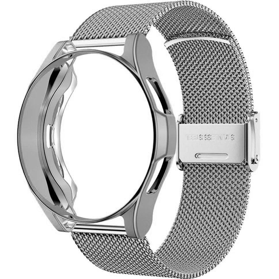 Bracelet + Case with Screen Protector for Samsung Galaxy Watch 6 44mm, Silver