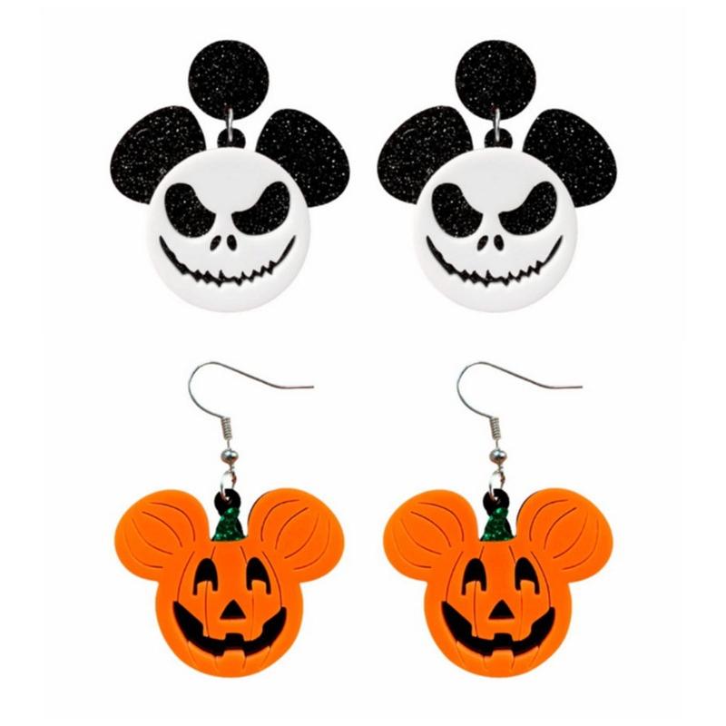 Halloween Earrings Mouse for Head Dangle Earrings Holiday Acrylic Pumpkin Eardrops Bats Dangle Jewellery Spooky Cute gif