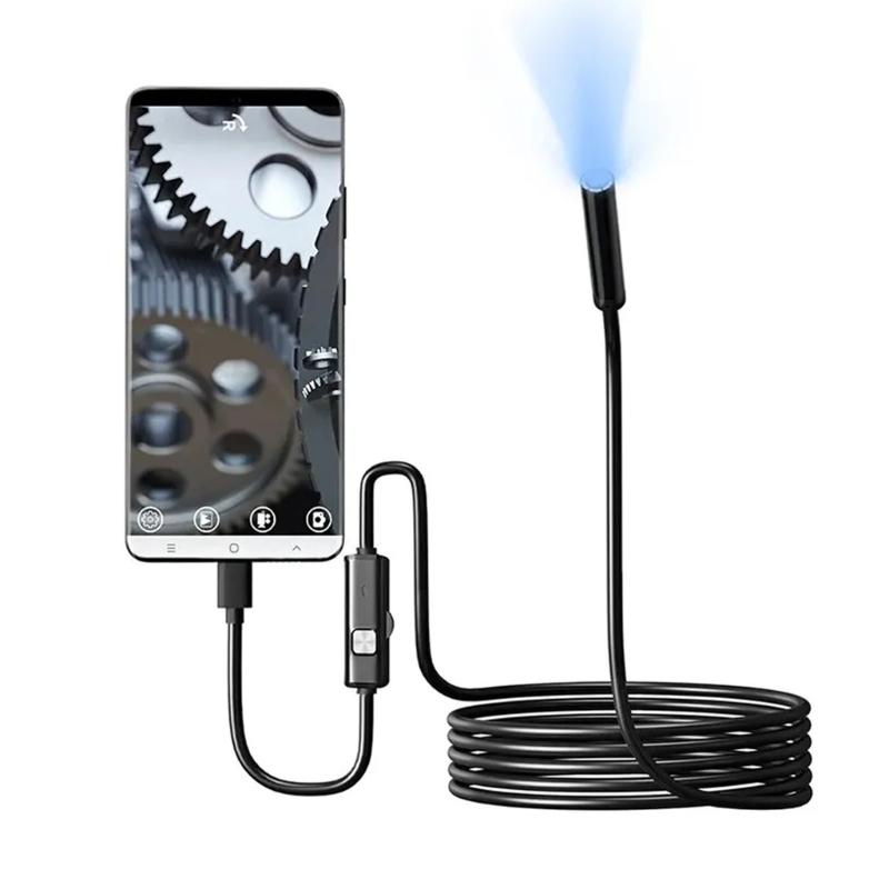 Endoscopio Tipo C Con 2x USB Fotocamera Flessibile da 7 mm Per Smartphone Tablet Computer Impermeabile IP67 Luce LED Regolabile