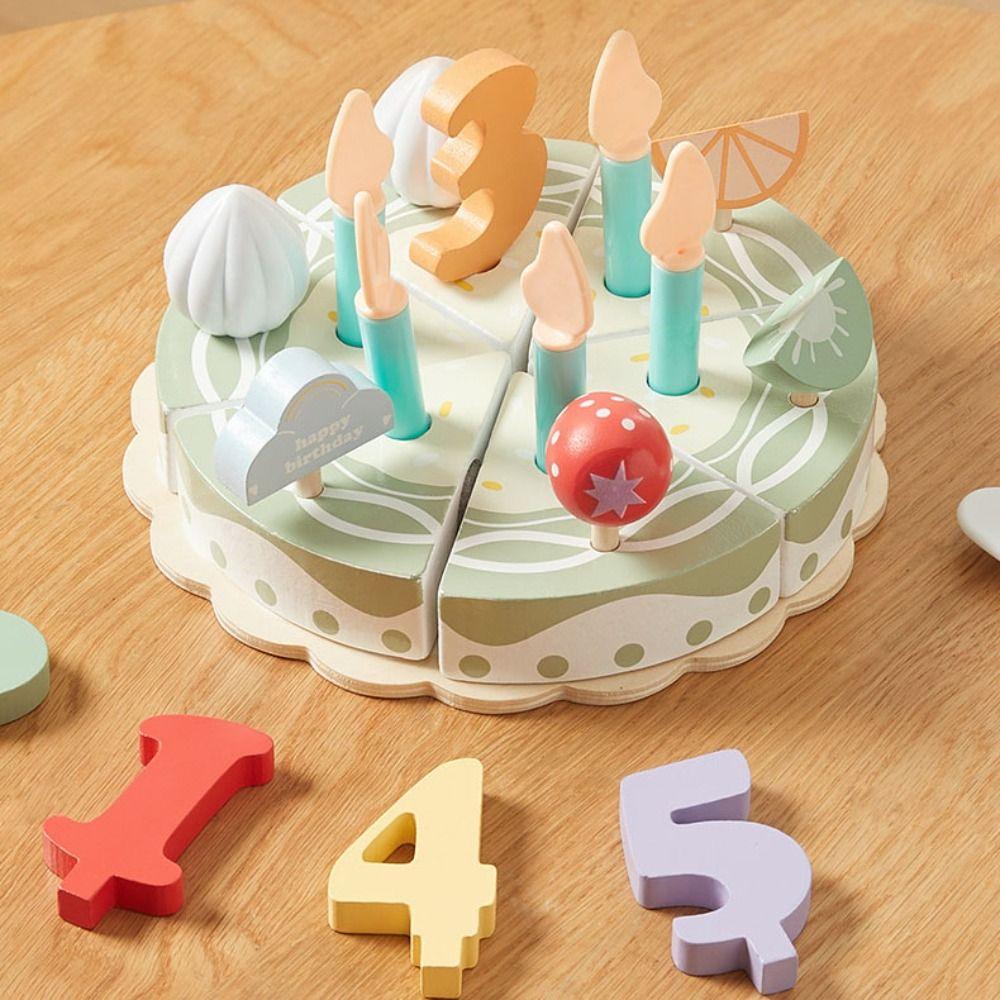 

Wooden Party Cake Play Food Sets Simulation Food Kitchen Pretend Toy Children Kids 1 set