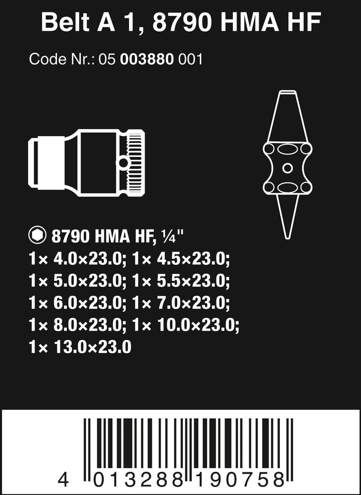Wera 05003880001 Socket Belt Set Zyklop A 1 Retention Function Insert 10 Piece Set Japanese Import 1/4" [Regular Product]