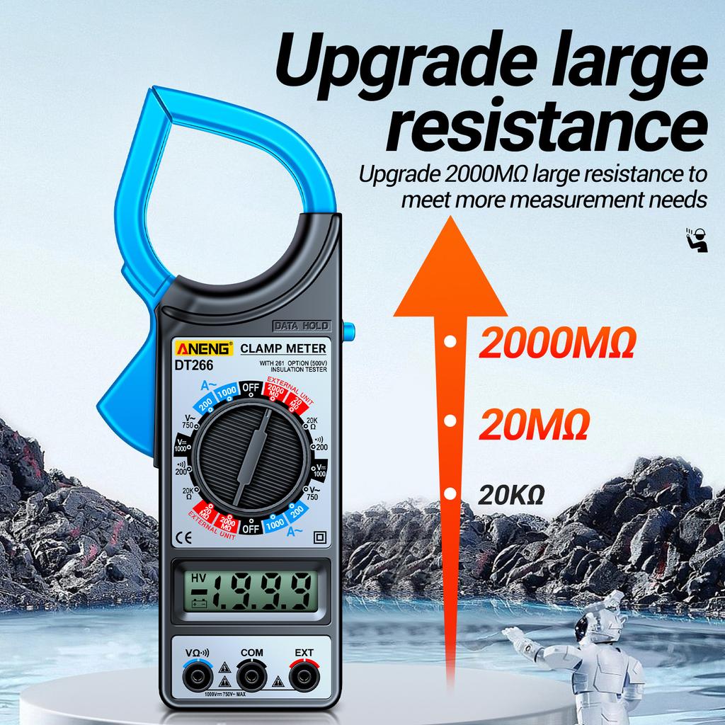 Aneng DT266 LCD 1999 Count Digital True RMS Clampmetru profesional Tester de tensiune curent ACDC