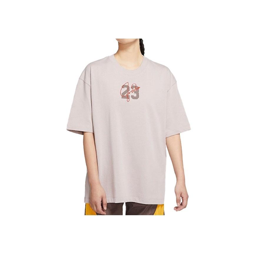 Jordan Essentials Logo Print Crew Neck Loose Short Sleeve Tee Women Tops Pink DM3245-286