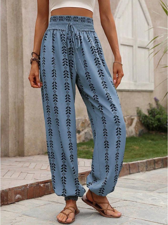 

2025 Women s European & American Geometric Print Lantern Pants - Casual & Versatile Small