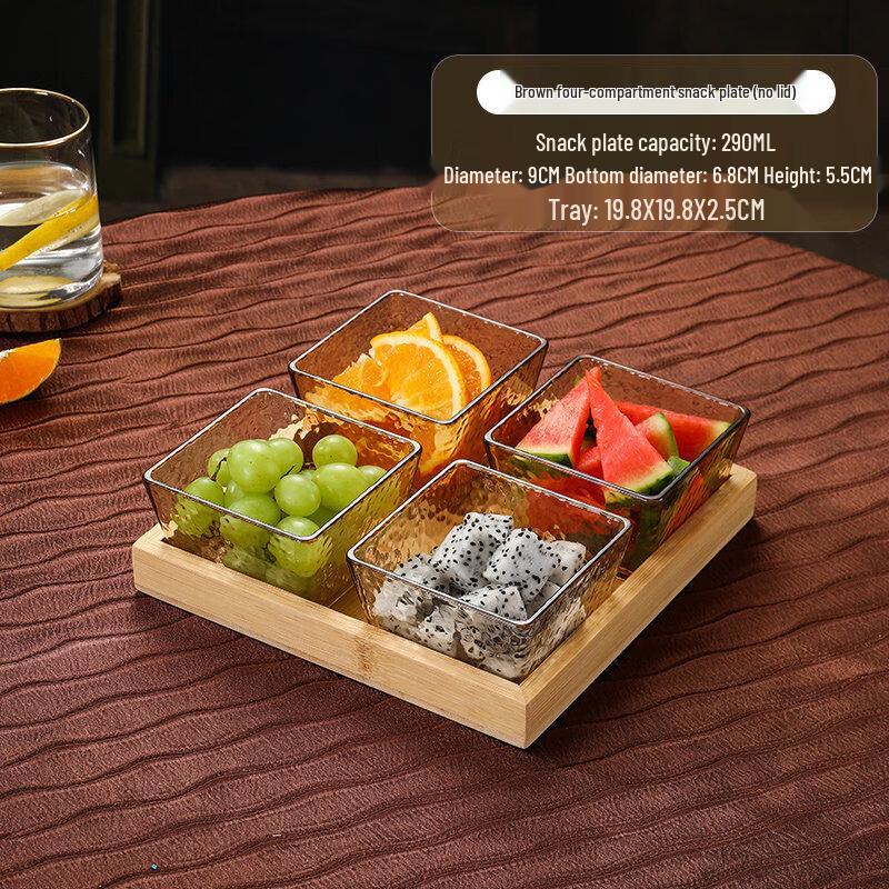 Qīwēi Korean Melamine Divided Snack Tray with Lid