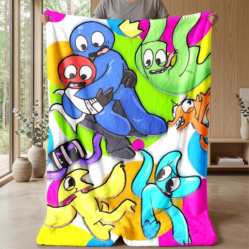 Rainbow Friends Cozy Flannel Blanket, Comfortable Warm Throw Blanket for Bedroom Sofa Home Use