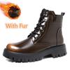 Męskie wygodne buty motocrossowe Grube dno Męskie buty outdoorowe z wysoką cholewką 2024 Oryginalne skórzane uniwersalne męskie ciepłe buty zimowe