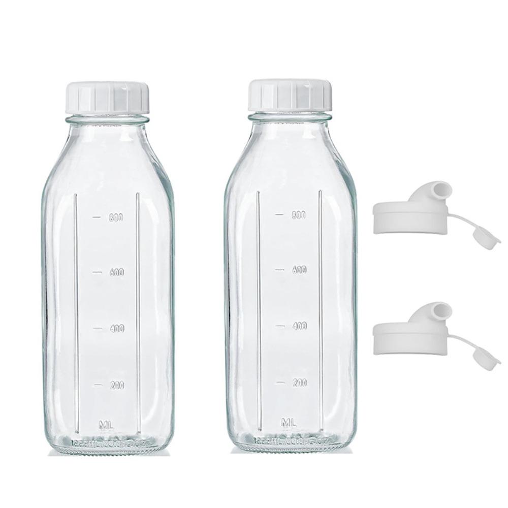 2PCS 32OZ Glass Milk Bottle Transparent Juice Container Household Glass Juice Bottle  Coffee 2 Pcs