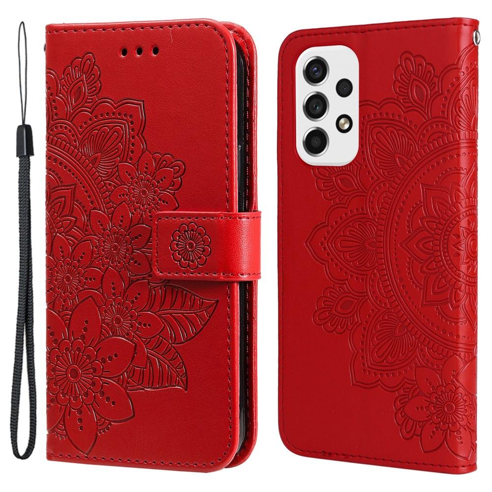 Samsung Galaxy A53 5G Flip Case, Mandala Flower, Red